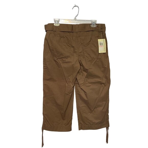 New Izod Cropped Pants with Matching Belt and Ruched Hem Women’s Size 10 Brown - Picture 2 of 12